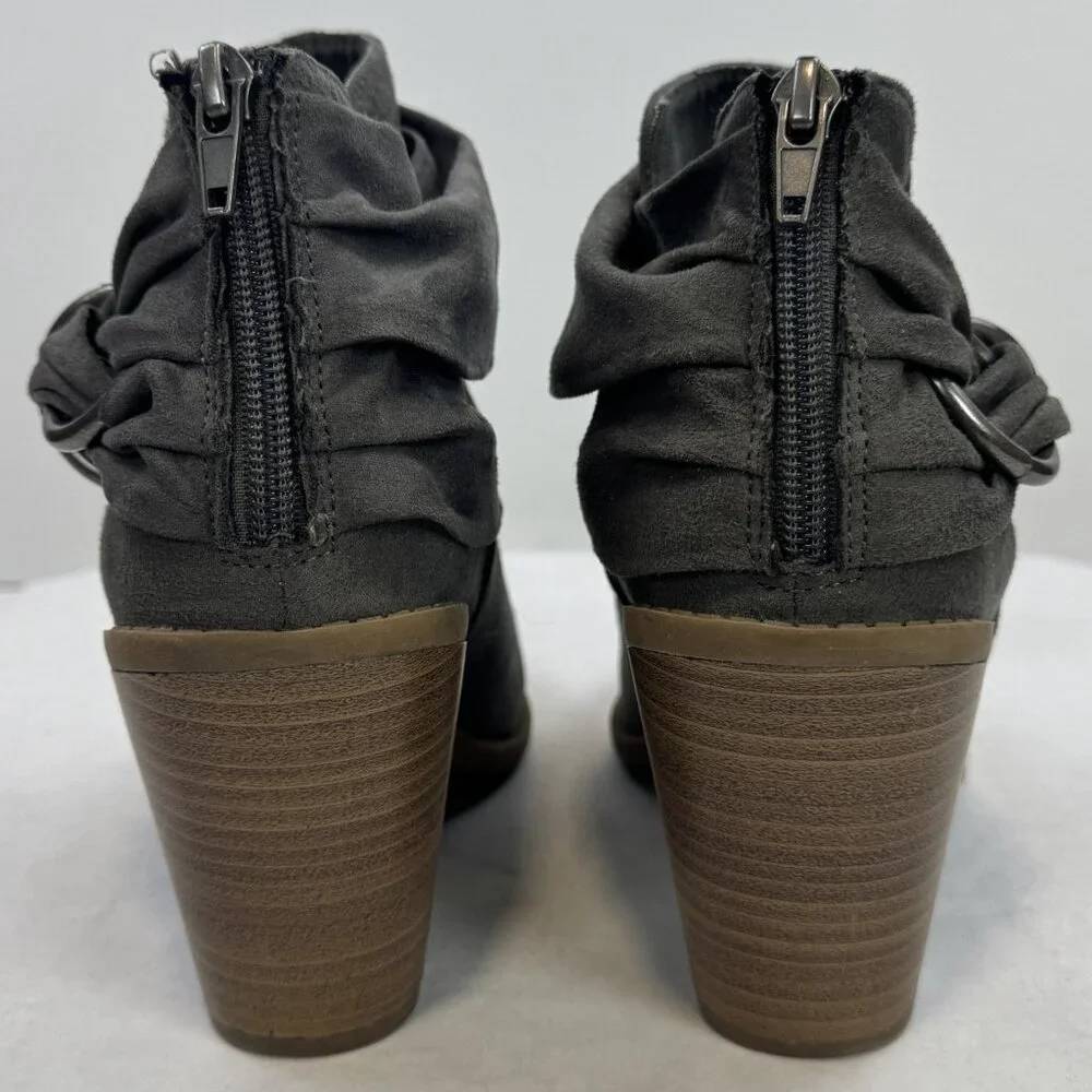 Rampage Vappy Womens Size 7M Grey Ruched Ring Ankle Bootie Chunky Suede Fabric - Picture 4 of 13